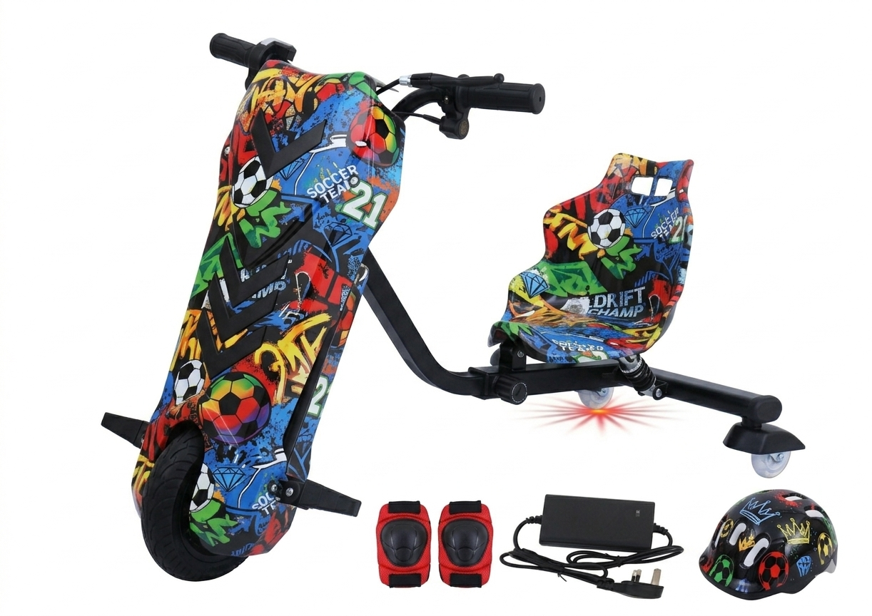 Ride on multi-colored electric scooter