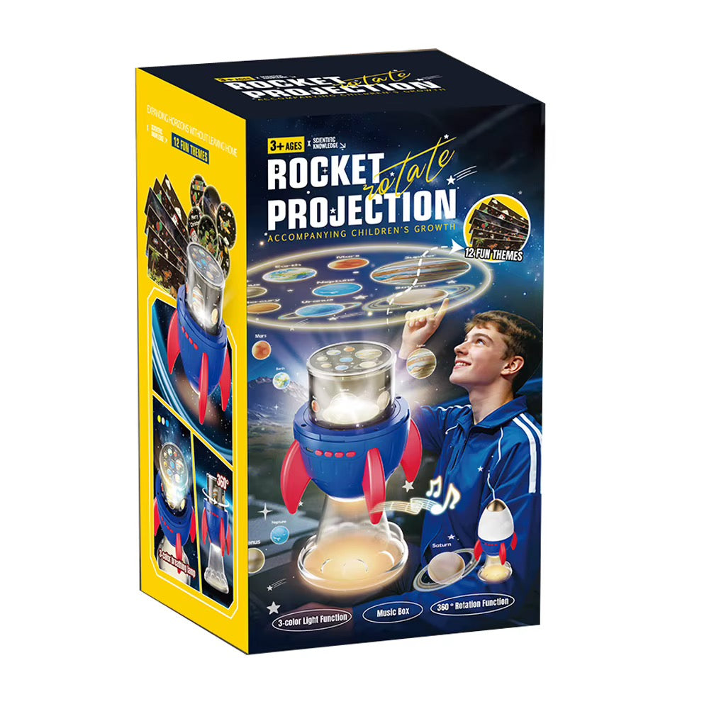 Rocket Rotate Projection Lamp & Music Box (12-in-1 Educational Star & Space Projector)